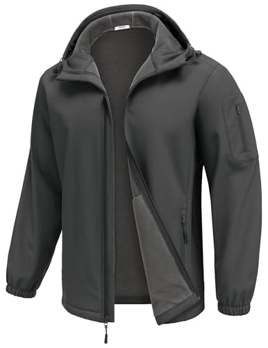 COOFANDY Mens Softshell Hooded Fleece Lined Windbreaker Jacket